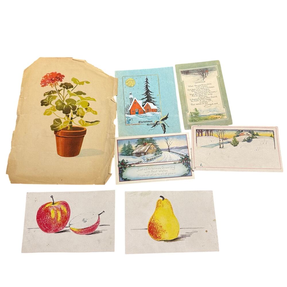 Vintage Lot of early 1900s Post Cards, Art Prints, & Other Paper Ephemera Crafts